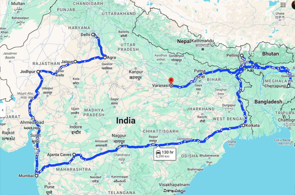 Route plan for india trip